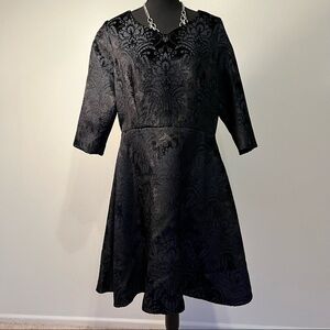 Barbara Bates vintage black women’s designer luxury embossed velour dress Size10